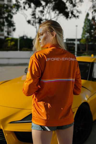 Forever Drift Unisex Bomber Jacket Retro Neon - Fusion Orange