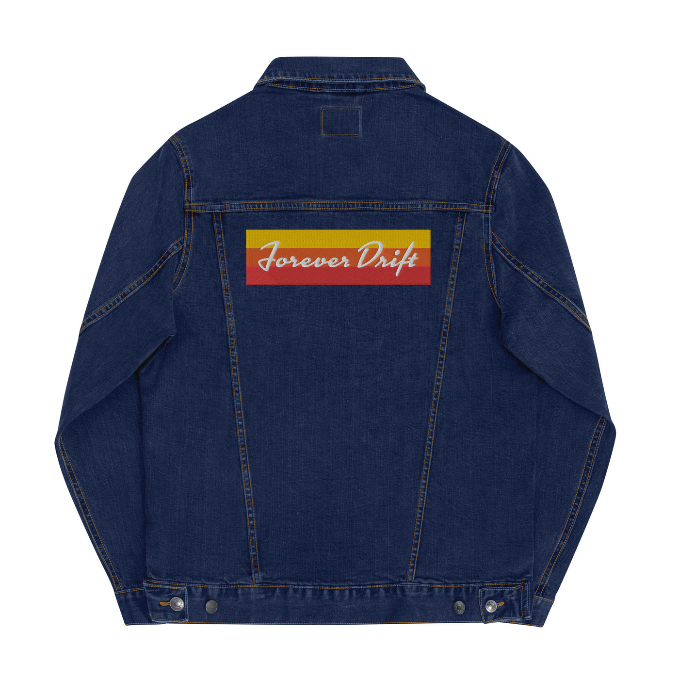 Forever Drift Classic Unisex Denim Jacket - Sunset Neon - Black/Blue/White